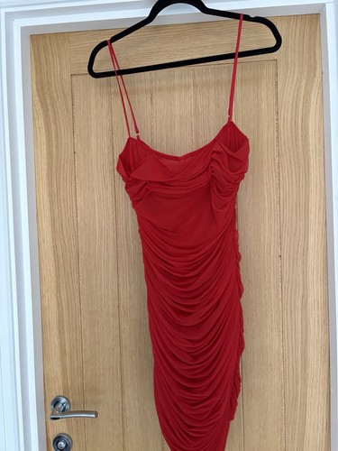 House red ruched dress l - of,